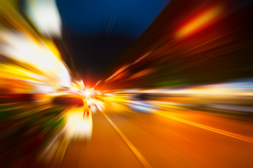 Fast accelerate the engine high speed blur night road motion effect abstract for background.