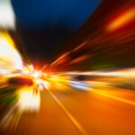 Fast accelerate the engine high speed blur night road motion effect abstract for background.
